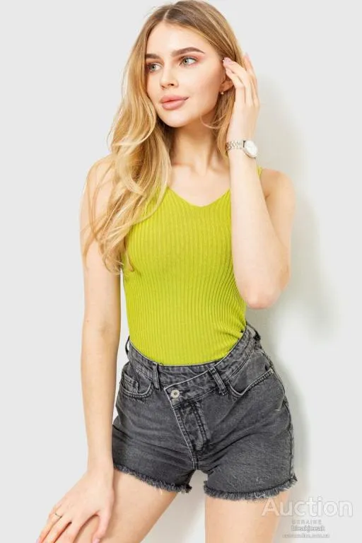 Майка женская в рубчик, цвет салатовый, 204R028 Ціна