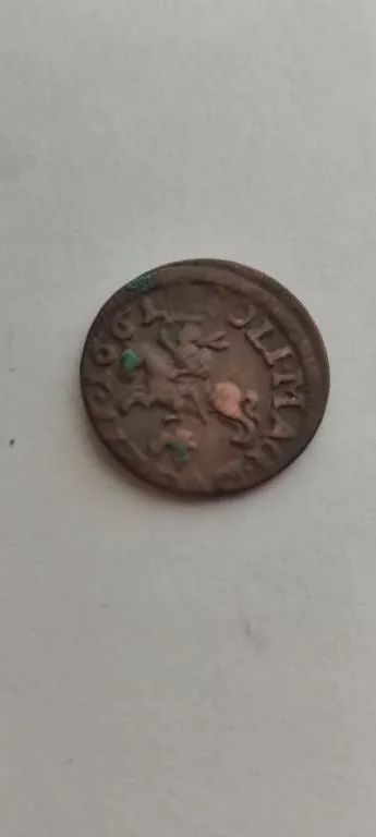 1661 год монета солид боратинка Польша Ян Второй Казимир, медь ,хорошее состояние bk853. Ціна