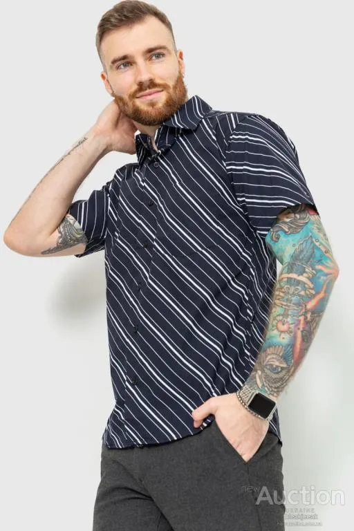 Рубашка мужская с принтом классическая, цвет черно-белый, 167R972 З аукціону