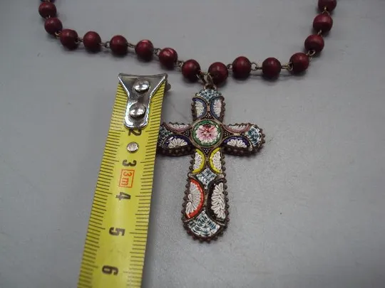 Купити Крест нательный эмаль Итальянская мозаика крестик и бусы четки длина 5 см и 29 см №13823