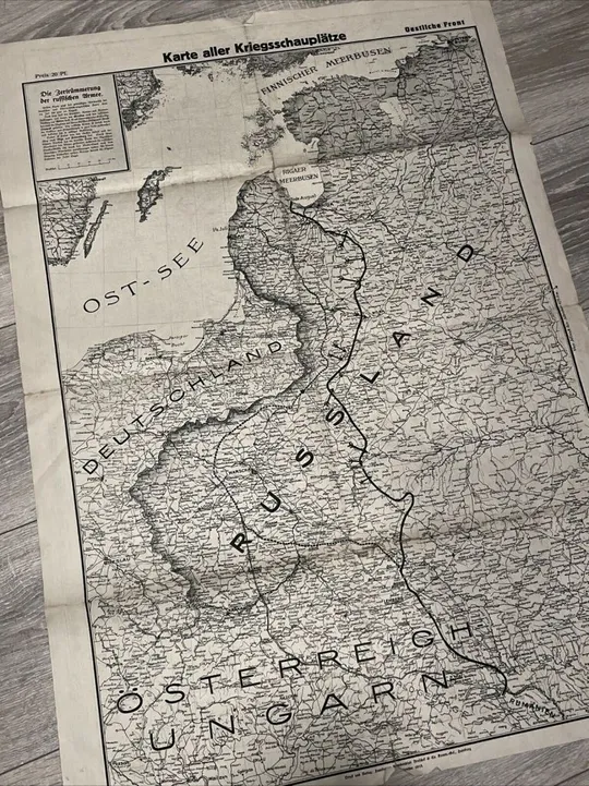 Мапа всіх театрів військових дій Перша світова, вересень 1915  (оригінал) Німеччина Ціна