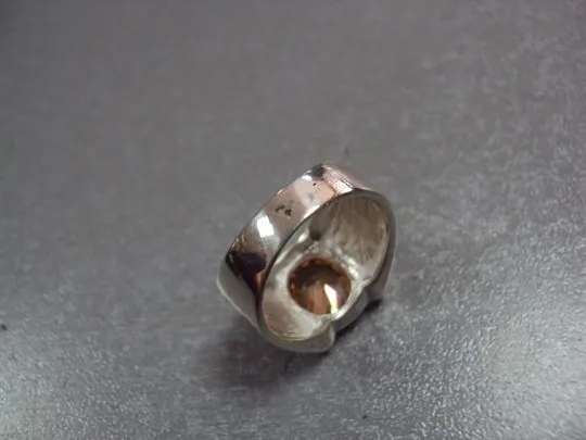 Кольцо перстень серебро 925 проба Украина оранжевый цирконий вес 8,71 г 17,5-18 размер №11864 Недорого