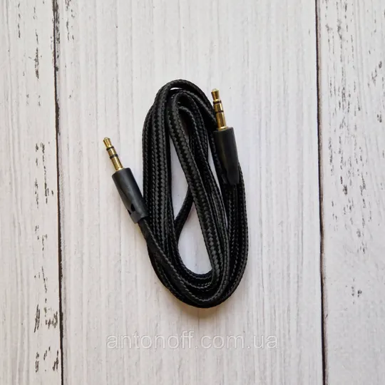 Кабель аудіо AUX 3.5 - 3.5 мм тато-тато в нейлоновому обплетенні чорний 1м Ціна