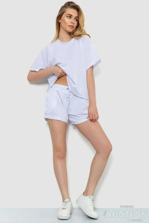 Купити Костюм женский однотонный, цвет белый, 244R039