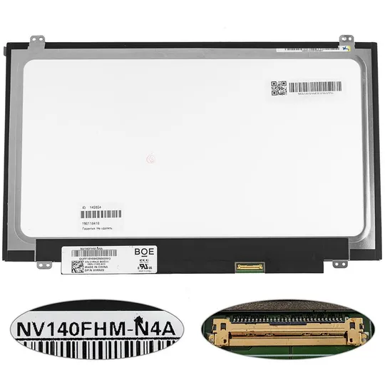 Матриця 14.0 NV140FHM-N4A (1920*1080, 30pin(eDP, 250cd/m2 (!!!),  IPS), LED, SLIM (вертикальні вушки), матова, роз&#039;єм праворуч Ціна
