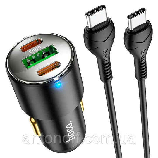 Зарядний пристрій Hoco NZ6 45W 3-ports (2Type-C та USB) з кабелем 1м Чорний Продаж