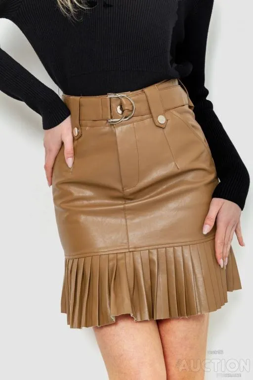 Юбка из экокожи, цвет бежевый, 186R6722 Ціна