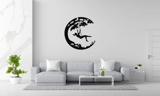 Купити Панно декоративне картина на стіну Дівчина на гойдалці LED підсвітка 400х380 acr-p000075