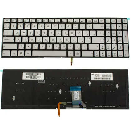 фото, Клавіатура для ноутбука ASUS (G501, N501) rus, silver, без фрейма, підсвічування клавіш(оригінал)
