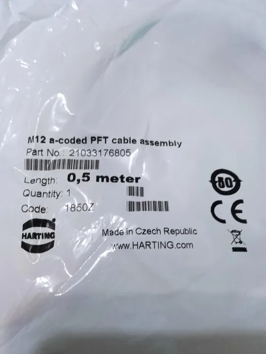 Гніздо з кабелем M12 8P HARTING (21033176805) 0,5m З аукціону