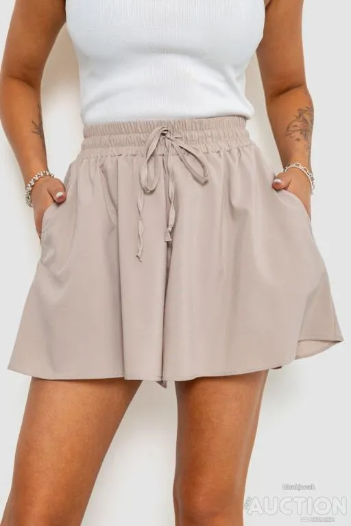 Шорты-юбка однотонные, цвет бежевый, 102R5256 Ціна