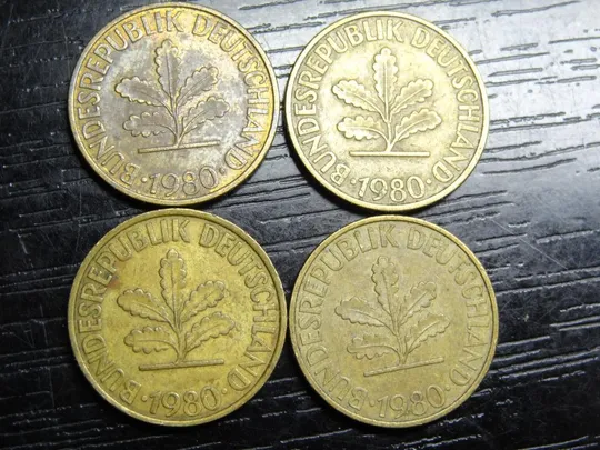 Купити 10 пфенігів 1980 ФРН (всі монетні двори)