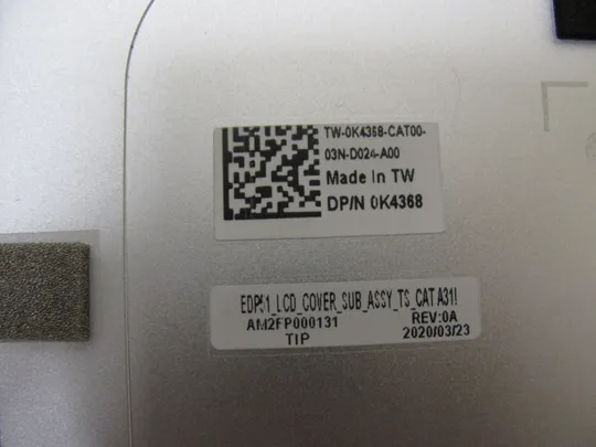 номер0970-13 кришка матриці Кришка дисплея Тильна кришка Корпус матриці Верхня кришка matrix cover Top Case LCD Cover Rear Lid Back Cover Housing Cabinet  0K4368 AM2FP000130 для Dell XPS 15 7590 P56F 9570 оригінал в Україні