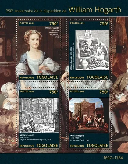 фото, Того-Живопись-Уильям Хогарт-2014. Чиcтый полный комплект.MNH.