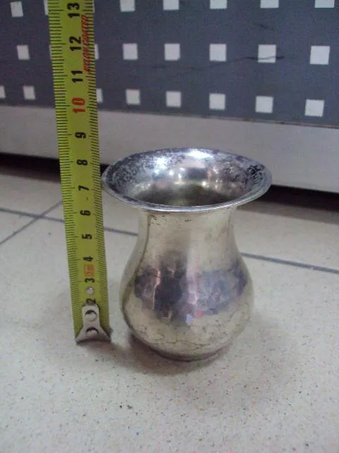 Купити Ваза вазочка миниатюра альпака O.W. Alpacka латунь посеребрение высота 7,1 см, диаметр 6,1 см №1917