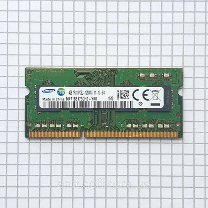 фото, Модуль пам'яті Samsung 4GB 1Rx8 PC3L-12800S (DDR3L) M471B5173QH0-YK0 для ноутбука