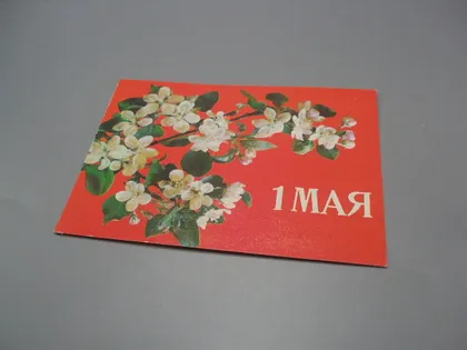 фото, Открытка 1 мая цветы вишня 1988 год фото И. Дергилева ссср чистая №18703ч