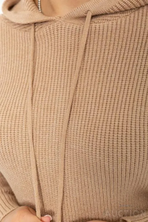 Кофта-батник женская с капюшоном, цвет бежевый, 244R2029 Інтернет-аукціон