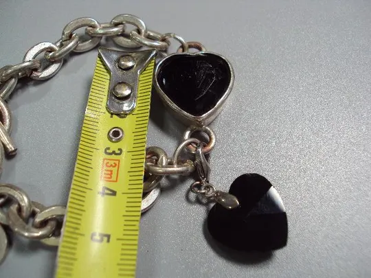 Бижутерия цепочка цепь и браслет OXXO сердце сердечко Обсидиан Европа б/у №11227 Де купити