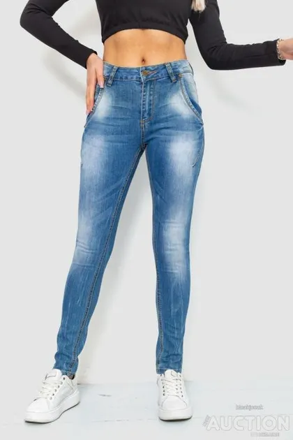 фото, Джинсы женские с потертостями, цвет синий, 244RS07