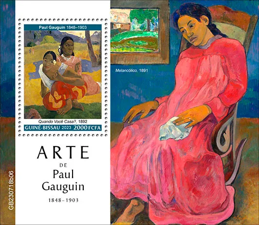 Гвинея Бисау-Живопись- Поль Гоген -2023.Чистый полный  комплект-Блок.MNH. Ціна