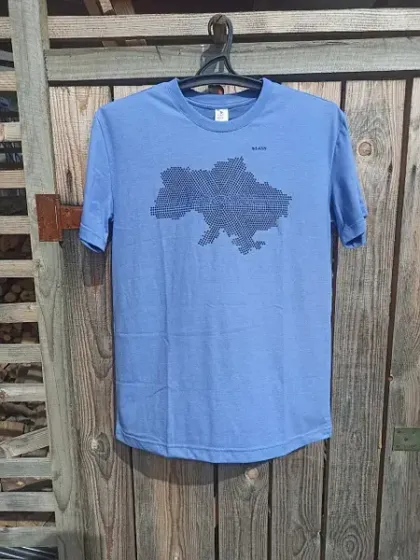 фото, Футболка чоловіча Lans 12/049 Мапа України бавовна 100% (розміри: M-4XL) Джинс, 2XL