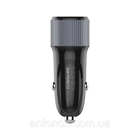 Автомобільний зарядний пристрій LDNIO C510Q Fast Car Charger QC3.0 + PD3.0 38W Чорний З аукціону