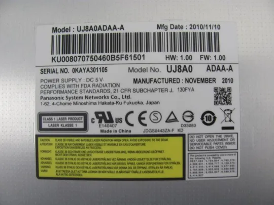 №137-7 DVD-привод UJ8A0 UJ8B0AW для Packard Bell Easynote LS11 P7YS0 оригінал З аукціону