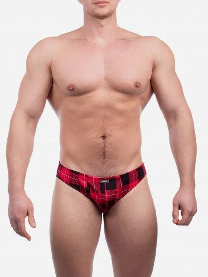 фото, Чоловічі труси плавки Bono МП 000225 в клітинку червоні розмір 48 М 48