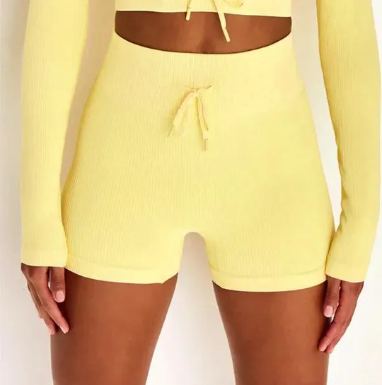 Комплект для фитнеса топ и велосипедки Рубчик 9628 M желтый Інтернет-аукціон