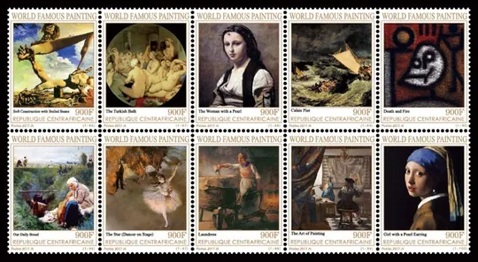 ЦАР-Живопись-Знаменитые картины-2017. Чистый полный красивый комплект-ЛИСТ-100 марок.MNH. Інтернет-аукціон