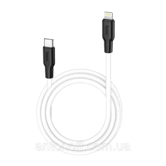Кабель Hoco X21 Plus PD 20W Cable Type-C to Lightning / Apple iPhone силіконовий (1м 3A) Білий З аукціону