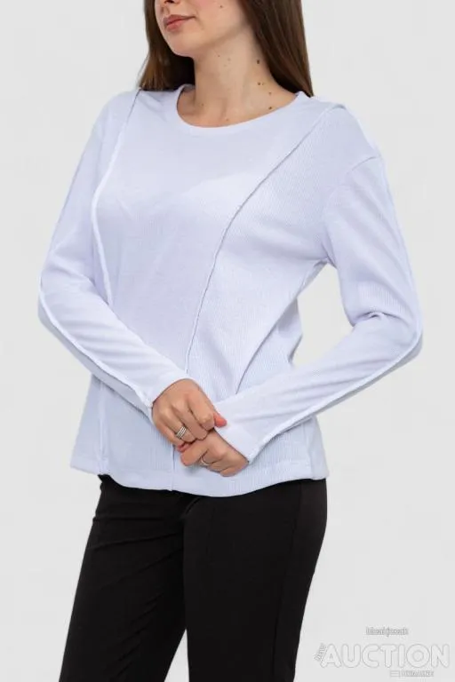 Лонгслив женский в рубчик, цвет белый, 102R325 З аукціону