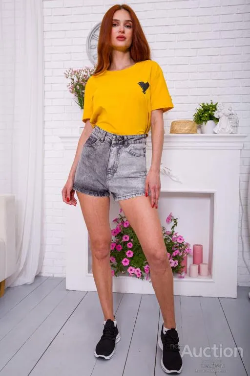 Купити Женские джисновые шорты, серого цвета, 164R4077