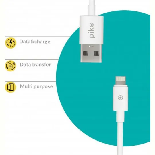 Купити Кабель Piko CB-UL12 USB - Lightning (M/M), 2 м, White (1283126493867)