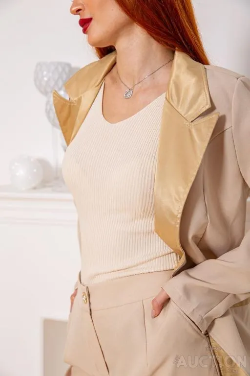 Женский костюм брюки + пиджак, бежевого цвета, 104R1285 Інтернет-аукціон