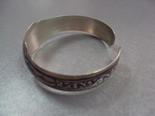 женский жесткий браслет цветы чернь серебро 875 проба ссср вес 17,4 г №3265 Продаж