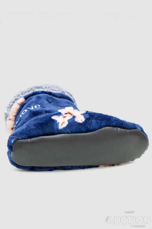 Тапочки-сапожки  домашние плюшевые, цвет сине-серый, 102R1004-1 Продаж