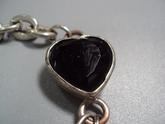 Бижутерия цепочка цепь и браслет OXXO сердце сердечко Обсидиан Европа б/у №11227 Продаж