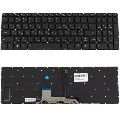 фото, Клавіатура для ноутбука LENOVO (IdeaPad Flex 4-1570, 4-1580), рос, чорна, без фрейма, подсветка клавиш