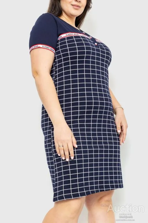 Платье в клетку повседневное, цвет темно-синий, 231R6404 З аукціону