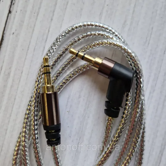 Купити Аудіо AUX кабель 3.5 - 3.5 мм прямий-кутовий сірий 1м