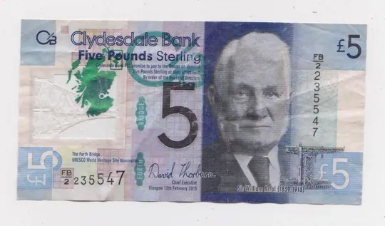 5 фунтів = 2015 р. = ШОТЛАНДІЯ =  полімер Ціна