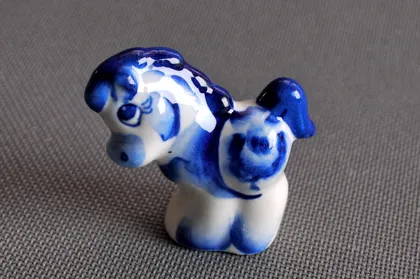 фото, Коник лошадь кінь фігурка статуетка порцелянова Гжель Вживане #3