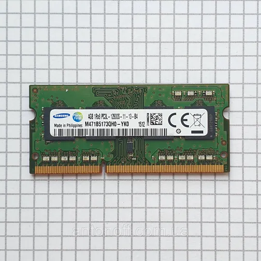 Модуль пам&#039;яті Samsung 4GB 1Rx8 PC3L-12800S (DDR3L) M471B5173QH0-YK0 для ноутбука Ціна