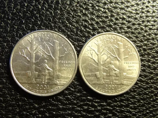 1/4 долара 2001 США Вермонт (два різновиди) Ціна