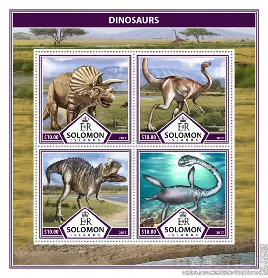 Купити Соломоновы о-ва.- Динозавры-2007. Чистый полный комплект-Блок+ М/Лист. MNH.