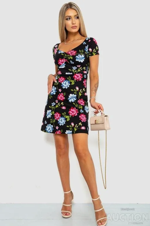 Купити Платье повседневное с принтом, цвет черно-красный, 244R284