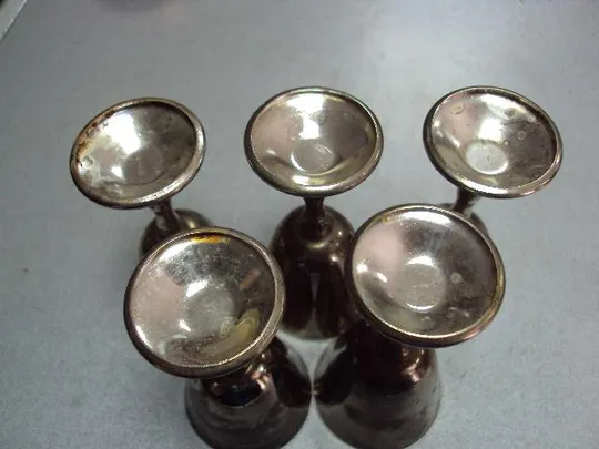 Рюмки латунь посеребрение рюмка высота 9,7 см, диаметр 4,8 см лот 5 шт №11496 Де купити