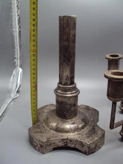 Канделябр подсвечник на 5 свечей серебро 800 проба голова Европа вес 1447 грамм высота 47 см №1368 Характеристики